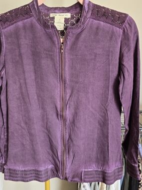 Indigo Thread Co. Purple Zip-Front Rayon Bomber-style Jacket XS